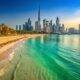Jumeirah Beach Dubai: Sonnenverwöhnter Sand und türkisfarbenes Wasser - Atemberaubende Küstenszene der VAE