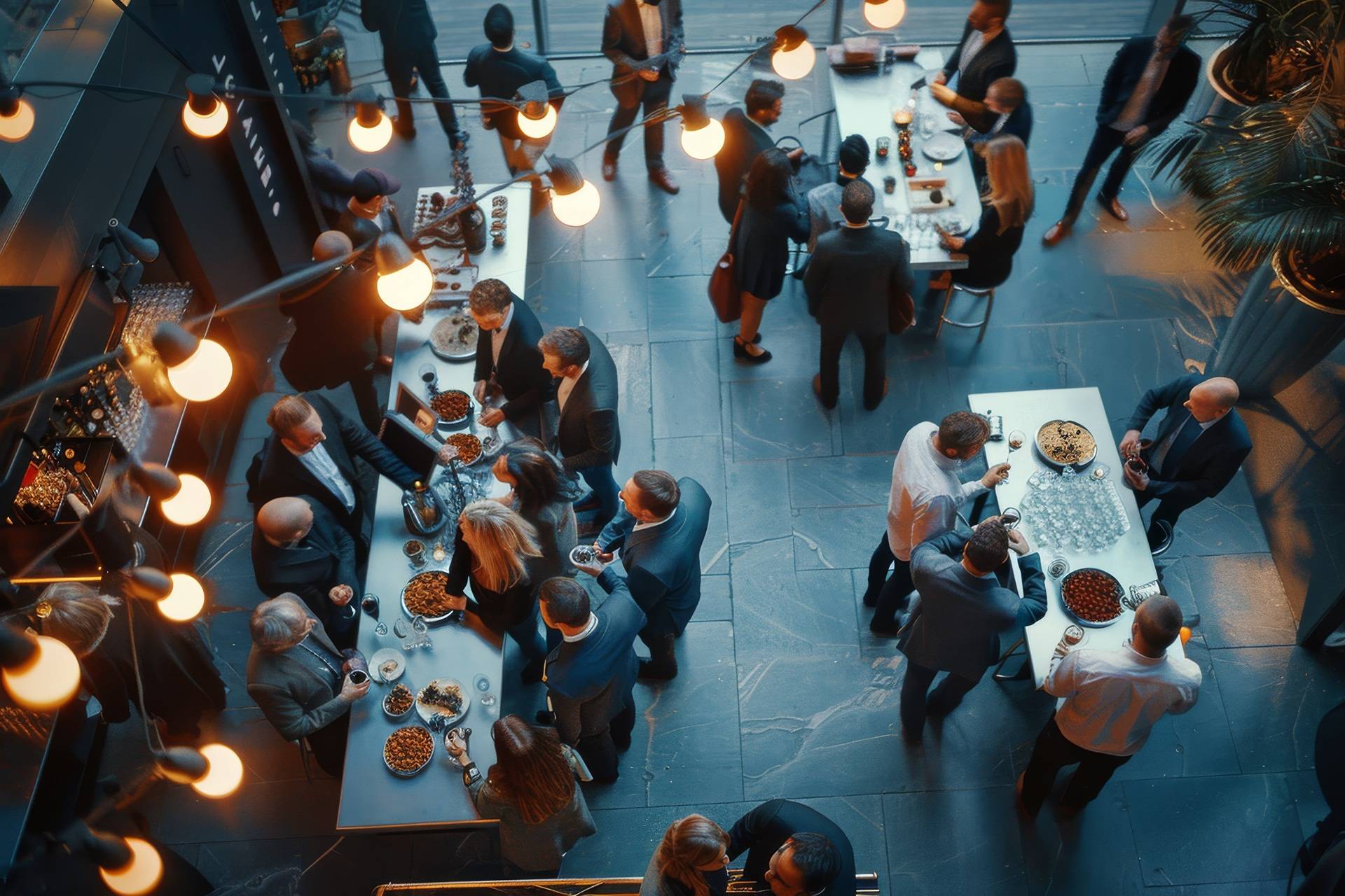 Abendveranstaltung mit Buffet und Gespraechen | Ausstellungshallen 