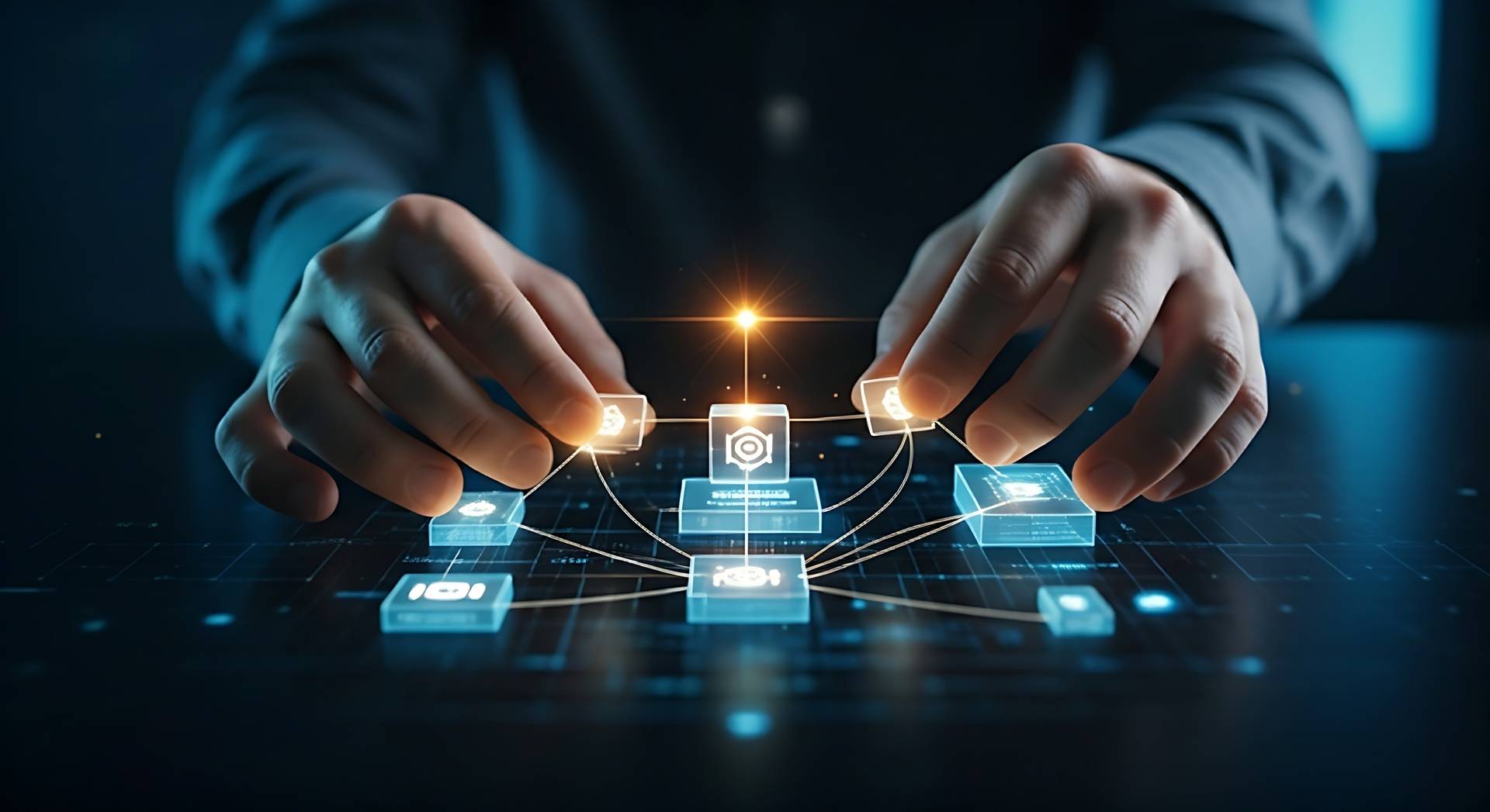 Hände steuern digitale Serviceelemente | Gebäudereinigung Berlin