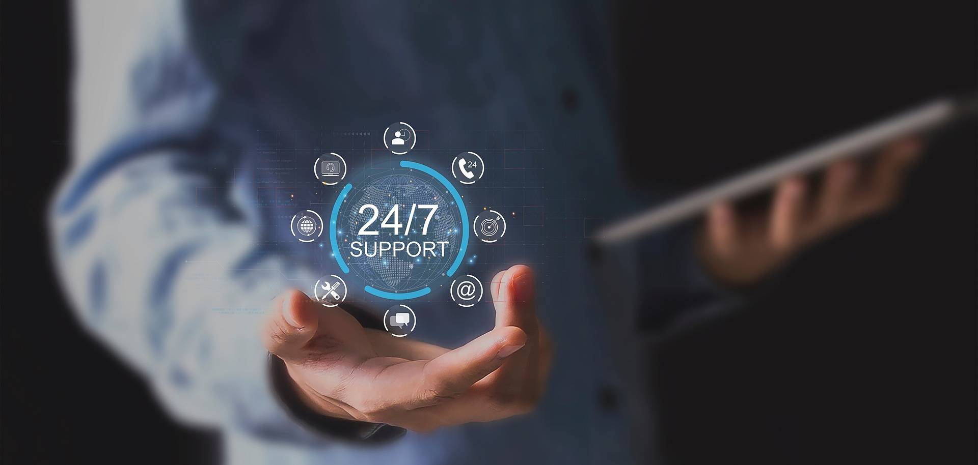 24-7 Support mit digitalen Symbolen | Gebäudereinigung Berlin